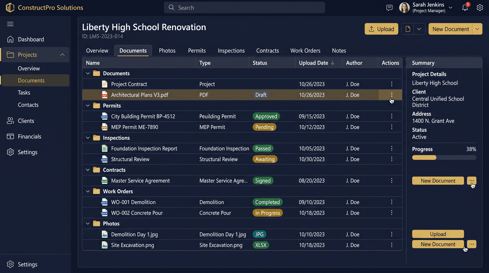 Photos and Documents dashboard screenshot