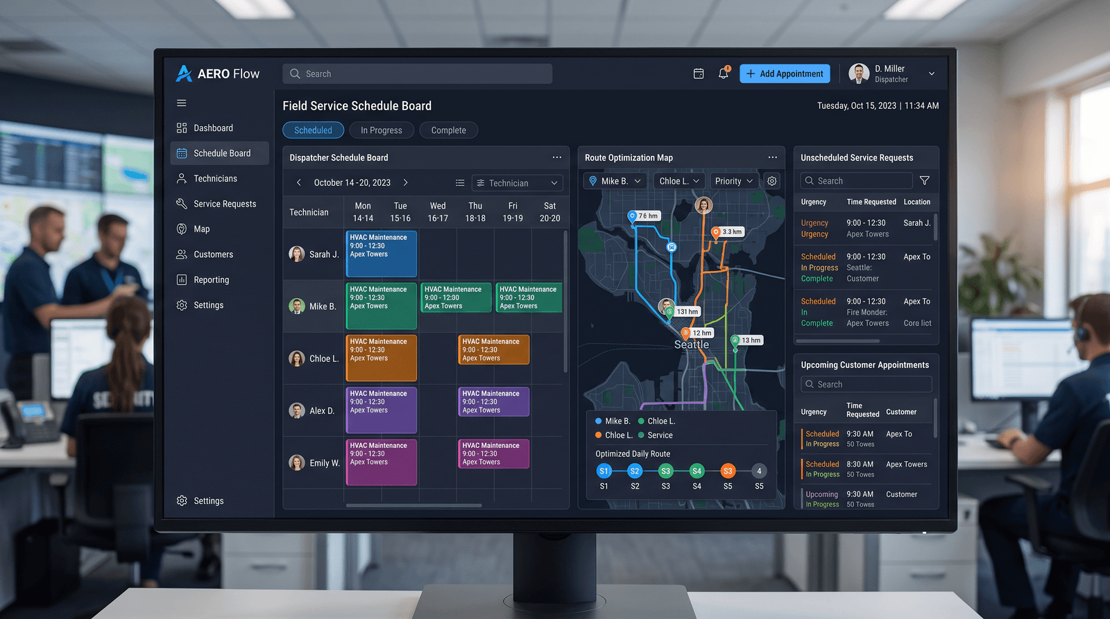 Scheduling and Dispatch dashboard screenshot